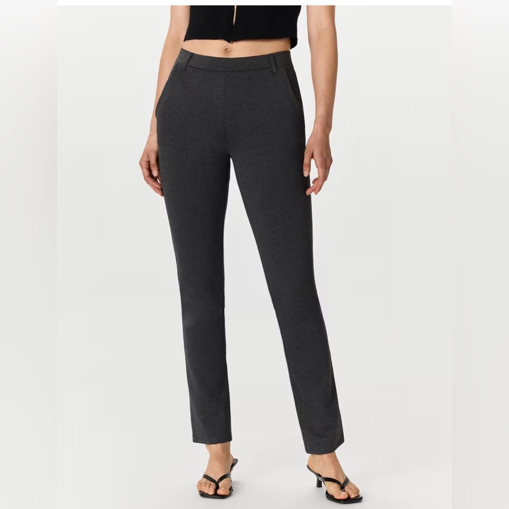 Quince Charcoal Ponte Pants Straight Leg Faux Pocket Women's Size Medium Petite